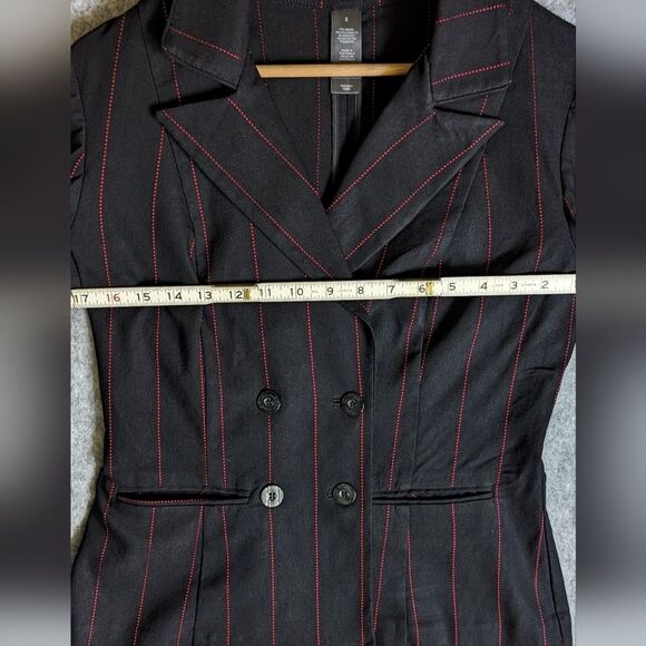 Bisou Bisou Black Pinstripe Jacket M - Picture 3 of 6